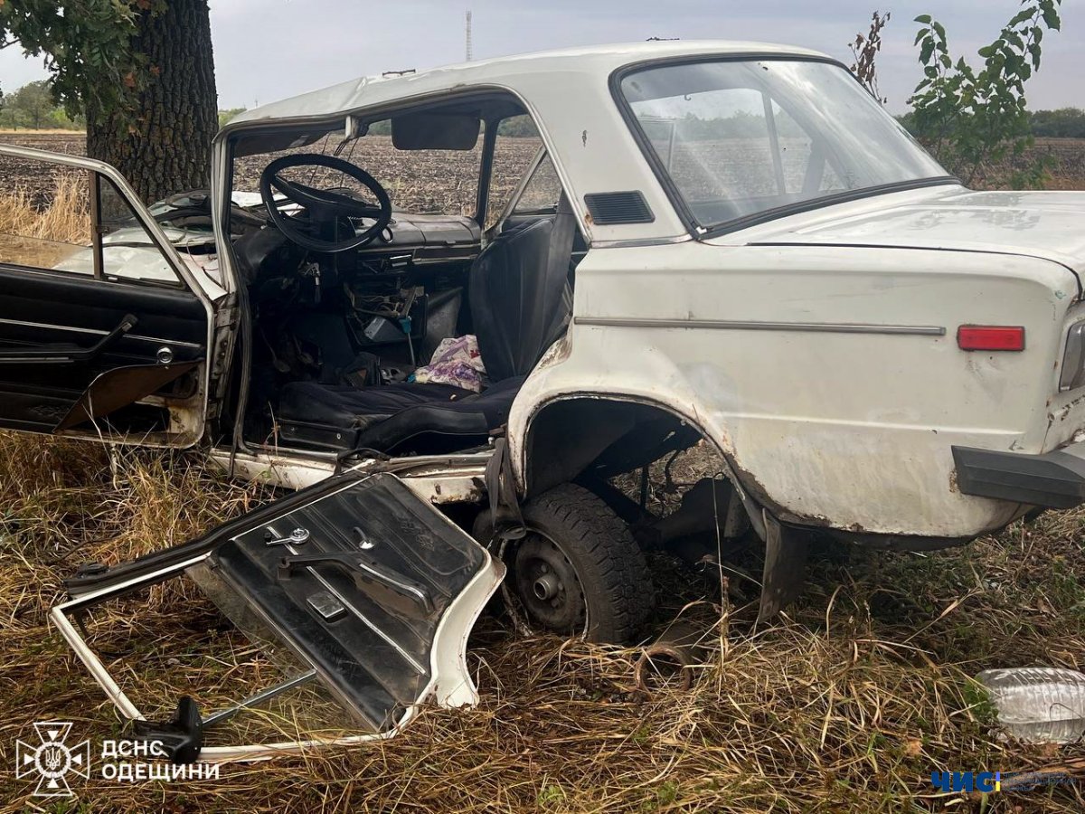 На Одещині автомобіль влетів у дерево: рятувальникам довелося зрізати двері